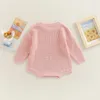 Rompers 07 28 Lioraitiin 0 24M born Baby Boy Girl Knitting Ribbed Surface Round Neck Long Sleeve Solid Crotch Button Bodysuit 231027