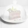 Conjuntos de louça redonda servindo bandeja bolo tampa de vidro prático à prova de poeira capa cupcake display guarda-chuva doméstico cúpula protetora