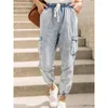 Jeans pour femmes Femmes Casual Retro Harem Pantalon Boyfriend Maman Plus Taille Taille élastique Big Washed Denim Lâche