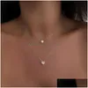 Nouveau collier de chaîne Mtilayer à la mode coeur brillant pendentif papillon rond pour femmes bijoux tempérament clavicule livraison directe Dhgarden Otjol