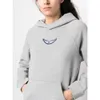 Nouveaux sweats à capuche Zadig Voltaire Fashion Trend Designer Sweat-shirt Hooded vintage imprimé slim classic chaud en peluche coton à sweat à sweat polyvalent décontracté femme tops zv