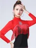 Stage Wear Rhinestones Ballroom Standard Tops Women Gothic Clothes Dance Latin Girls Mesh Patchwork Waltz Classical Tassel Pants 6XL