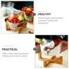 Bowls 800ml Glass Salad Bowl With Wooden Base Fruit Mixing Appetizer Dessert Plates Cup Snack Plate For Set