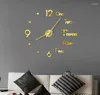 Wandklokken groot formaat thuisklok 3D DIY acryl spiegelstickers voor decor woonkamer quartz naald zelfklevend hangend horloge