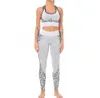 Set reggiseno con motivo leopardato lavorato a maglia senza cuciture, set di yoga traspirante, pantaloni da corsa, intimo sportivo, abbigliamento da palestra da donna 03918325577