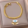 Länkarmband trendiga hjärta zirkon färgglada armband för kvinnor 316l guld rostfritt stål kedja smycken sommardekoration säljer gåva