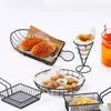 Flatvaruuppsättningar 2 datorer Cone Snack Holder Display Pizza Rack Stand Bandejas Para Comida Pommes Fries