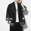 Ethnic Clothing Kimono Men Black Japanese Samurai Costume Male Yukata Haori Streetwear Mens Jacket DD001