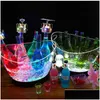 Other Bar Products Fashion Rack 2 To 12L Transparent Led Luminous Ice Cube Storage Buckets Barrel Beer Bottle Cooler Contai Homefavor Dhjxw