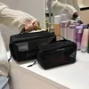 Mesh Makeup Bag for Women 2023 Ny modehandhållen stor kapacitet tvättväska bärbar transparent sminkväska förvaringsväska 231015