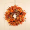 Juldekorationer 50 cm Autumn Wreath Decoration Artificial Maple Leaves Pumpkin White Fruits Tree Root Garland Halloween Decor 231027