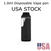 1,0 ml jednorazowe Vape Pen 220MAH Bateria Bateria USA Stock Stock Pusta waporyzator grube zestawy staterów oleju 200pcs/etui