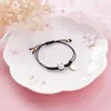 Colorido mão-malha kawaii cerâmica sorte gato charme corda pulseiras borla contas para mulheres estilo japonês moda jóias moda jóias pulseiras