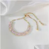 Braccialetti da tennis con strass a catena Fl per le donne Sparking Zircon Jewerlly Colore oro rosa Fatti a mano Amici Regalo Gioielli carini Drop Delive Dhw7Y