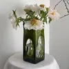 Vaser franska grönt glas vas dekorativ blomma för stora buketter heminredning mantel och hylla display matbord mittpunkt