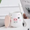 Кружки WHYOU, 450 мл, креативная милая кружка со свиньей, кружка для кофе, молока, воды, розовое сердце девушки, керамическая чашка с крышкой, ложка, подарки
