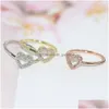 Ringe für Frauen Mädchen Süße Romantische Nette Herz Zirkon 3 Farbe Hochzeit Party Täglichen Fingerring Modeschmuck R916 Drop Deli Dhgarden Otfjq