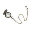 Zakhorloges Retro Prachtige Bronzen Vissen Horloge Ketting Hanger Ketting Cadeau Voor Mannen Mannelijke Vintage Klok