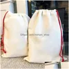 Julekorationer DIY Personlig sublimering Utskrift Fina linne presentpåsar Pocket DString Santa Sacks Bag Drop Delivery Home G Dhyfa