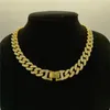 Collier cubain en alliage de diamant, style Euro-américain, large, simple rangée, chaîne cubaine, personnalité, style hip hop