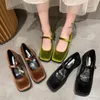 Dress Shoes Mary Janes Women Golden Velvet Square Toe College Style Casual Pumps Fashion Shallow Buckle High Heel