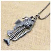 Anhänger Halsketten Fisch Knochen Angelhaken Punk Stil Männer Link Kette 4 Farben Persönlichkeit Schmuck Mode Geschenk Drop Lieferung Anhänger Dhsuq