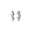 Hoop Earrings 2023 Crescent Moon & Stars Beaded Women Jewelry Genuine 925 Sterling Silver Brincos Wholesale