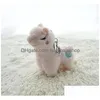2022 12cm Aron Cartoon Alpaca Plush Keychain Color Grass Mud Horse Pendant Car Ornament Animall Doll Key Ring Fidget Toy