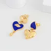 Baumelnde Ohrringe Europäische und amerikanische französische Retro-Messing-blaue Emaille-Frauen-lange herzförmige Engelsauge