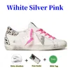 Chaussures décontractées en cuir Graffiti Sneakers à imprimerie léopard Golden Classic Do-Old Shoe Snake Sket Talon Suede Glitter Slide Mid-Top Femmes Men Taille 36-46