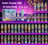 Oryginalny Randm Tornado 7000 Puffs E papierosy Dostęp w Vape Puff 7K Cewka siatki długopisowej 14 ml 0% 2% 3% 5% 850 mAh Bateria do ładowania 56 Kolory Elektroniczne papierosy DDP Fumot