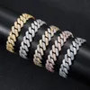 Hip Hop 14mm Rhombus Cuban Link Kette Halskette Armband Schmuck Set 18K Real Gold Überzogene Legierung Männer Schmuck