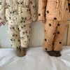 Conjuntos de roupas pijamas infantis inverno engrossado algodão puro bebê pelúcia conjunto de jaqueta de três camadas