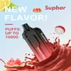 Supbar originale 10000 plus Puffs 600mAh Sigarette elettroniche monouso con penna Vape 20ml Pod Mesh Coil Luce RGB Dispositivo ricaricabile regolabile in aria 0% 2% 3% 5%