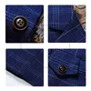 Costumes pour hommes Arrivée Bleu / Gris Plaid 3 pièces Hommes Slim Fit Groomsmen Homme Mariage Bal Dîner Custom Made Formel