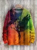 Sweats à capuche pour hommes multicolore Art Print pull en tricot décontracté pour femmes