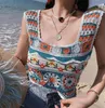 Women's Vests Summer Design Small Knitted Camisole Female Hollow Out Japanese Antique Fried Street Hook Flower Overlay Short Top