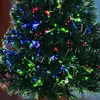 Andra evenemangsfestleveranser 32 tums Green Pre-Lit Mini Fiber Optic Tabletop Artificial Christmas Tree With LED Lights Gold Base Xmas Table Tope 231027