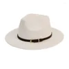 Bérets Lucky ylianji rétro café cuir bande femmes hommes vintage laine feutre large bord casquette Fedora Panama Jazz Bowler chapeau (54/57/61 cm