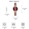 Relógios de pulso JALNDA Moda Rose Gold Red Quartz Watch para Mulheres Luxo Aço Inoxidável Malha Strap Simples Relogio Feminino