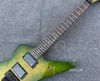 Cusom Culprit Yeşil Patlama Alev Akçaağaç Üst Dimebag Darrell Elektro Gitar Floyd Rose Tremolo Köprü Kilitleme Nutu Whammy Bar Çin Emg Pikaplar Siyah Donanım
