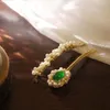 Accessori per capelli Clip Perna per barrette con perle Gemma verde Clip per frange fisse Set strass stile coreano da donna