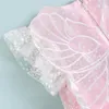 Abiti da ragazza per bambini Abito da principessa per bambina sul retro Modello a farfalla Manica a pois Stampa Mesh Tulle A-Line Beach Compleanno