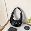 Evening Bags Women's Candy Color Patent Leather Hobo Underarm Bag Design Soft Zipper Shoulder Casual All-match Small Armpit SacA Main