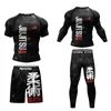 Trainingsanzüge für Herren, 3D-Druck, Fitness, Boxbekleidung, Herren, 4-teilig, Rashguard, Fitnessstudio, eng, Jiu-Jitsu, MMA, Shorts, Kickboxen, T-Shirt-Set