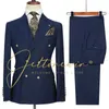 Męskie garnitury Blazers Design Men Suits Kostium biznesowy Homme Dressed Dressed Tuxedo Terno Slim Fit Prom podwójnie piersi Blazer 231027