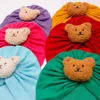 ヘアアクセサリー2pcs bear born baby headband for Girls Elastic Knit Children Turban Bows Soft Nylon Kids Headwear Red