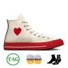 2024 Top Designer Canvas Shoes Woman Mens Fashion High Top Vintage Commes Des Garcons X 1970-talet All Star Classics Chucks 70 Taylors Low Tops Multi-Heart Flat Sneakers