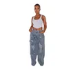 Pantalons pour femmes Femmes Déchiré Gland Multi Poche Large Jambe Droite Denim 2023 Automne Hiver Mode Jeans Pantalon