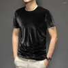 Męskie koszule T plus size M-8xl Men Velor Shirt 2023 Summer Fashion Casual Streetwear Velvet Leisure Camisetas Tee Homme